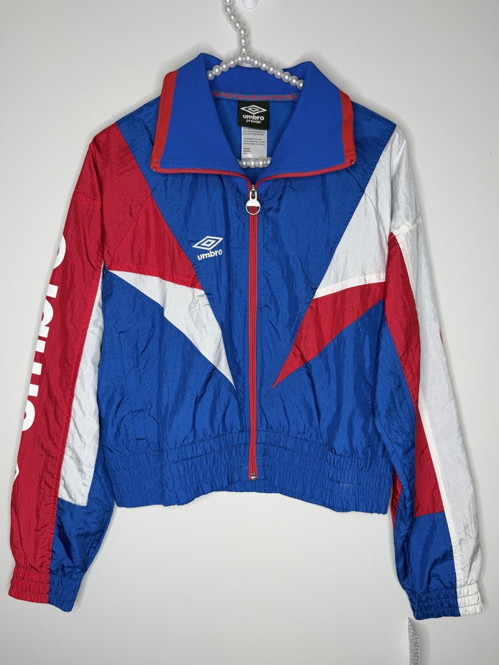 Umbro Logo Women's Blue Red White Colorblock Windbreaker Jacket